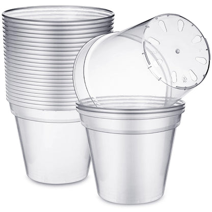Maxcheck 24 Pcs Clear Nursery Pots with Drainage Holes Pack, Large Transparent Plastic Orchid Pots for Repotting Indoor Plants, Heavy Duty Planter for Monstera, Aroids, Root Observation (8 Inch)
