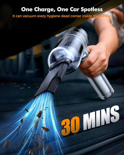 Car Vacuum,3 Suction Modes,Portable Mini Cordless Cleaner with 24000pa Suction Power,Type-C Charge,Handheld Vacuum for Home,Car,Birthday Gifts for Men Dad Husband (Starlight Bright Silver)