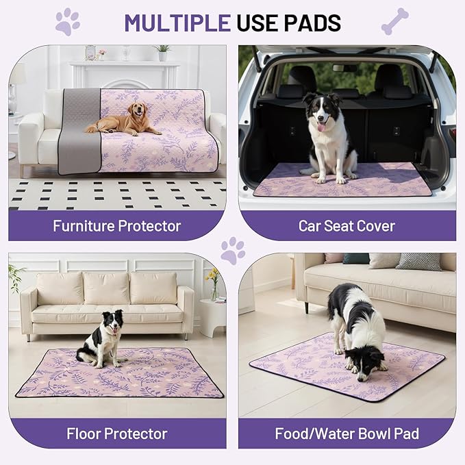 Washable Dog Pee Pads - Absorbent Reusable Puppy Training Pads, Waterproof Leak - Proof & Non - Slip for Crate Whelping Potty Training 48x48 (Pack of 2)