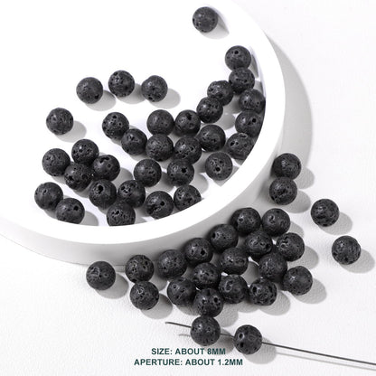 Risyfjew 50PCS 8mm Natural Lava Rock Beads Gemstone Round Loose Beads for Jewelry Making Chakra Crystal Stone Beads for Bracelets Necklace Earrings Making Supplies (50pcs/Strand)