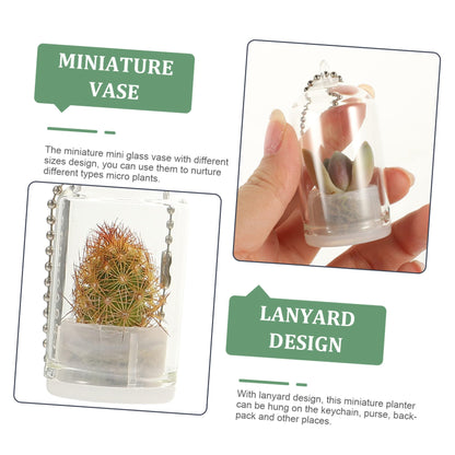 GALPADA 6pcs Key Chain Keychain Charm Keychain Accessories Decor Plants Plant Keychain Hanging Terrarium Large Home Keychain Vase Jar Clear Vase Car Miniature Hanging Planters Bulb Glass