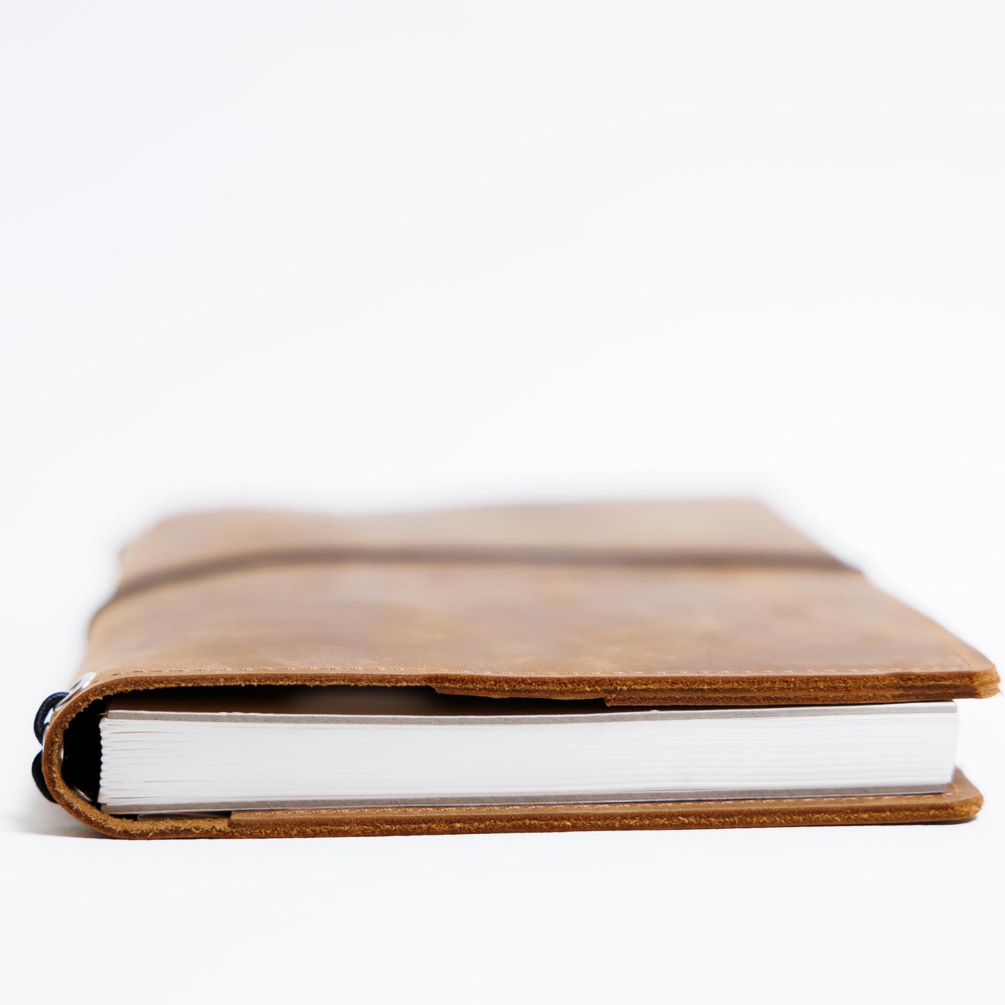 OMBUO Leather Travelers Notebook A5 – Full Grain Handmade Notebook Cover with Card Slots, Pen Loop & Elastic Bands – Refillable Planner for Work, Study & Travel (Notebook Not Included), Caramel Brown