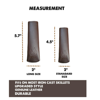 I.N Premium Leather Cast Iron Skillet Pan Handle Cover (Standard 4.5) Thick Leather Heat Resistant Handle Holder for Cast Iron Skillets & Pans (Handmade)