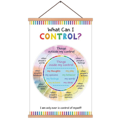 KAIRNE Colorful what can i control wall art Inspirational Quote with Wood Magnetic Hanger Frame(15.7X25 Inch) Calm Zone Poster School Counselor Gifts Motivational Art Print for Kids Classroom, Office