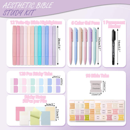 XKDOUS 44 Pcs Bible Study Supplies Journaling Kit for Women, Bible Study Kit Includes Highlighters, Pens, Tabs, Sticky Notes & More for Journaling. Great for Note-Taking, Enhancing Scripture Study