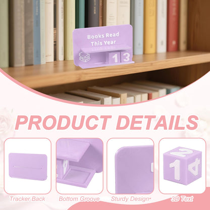 PATIKIL Books Read This Year Tracker, 3D Reading Challenge Counter Sign Library Bookshelf Decor Reading Challenge Number Up to 999 Books Gift for Reader Book Lovers Teachers, Lavender