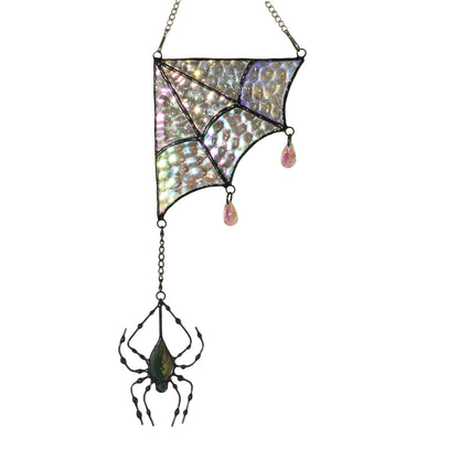 Velasyart Stained Glass Spider Web Suncatcher - Gothic Window Suncatcher Decor