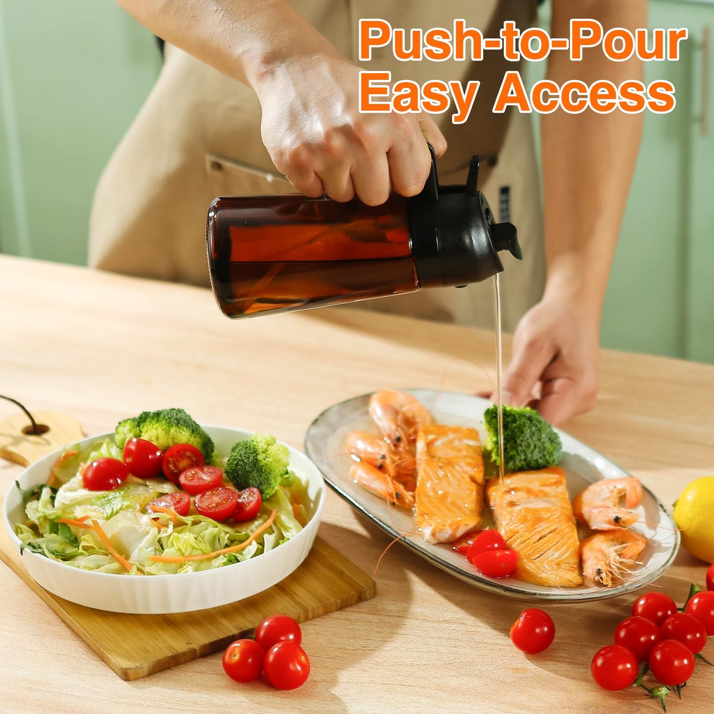 Oil Sprayer for Cooking, 2 In 1 Oil Dispenser and Oil Sprayer (Black+Dark Brown)