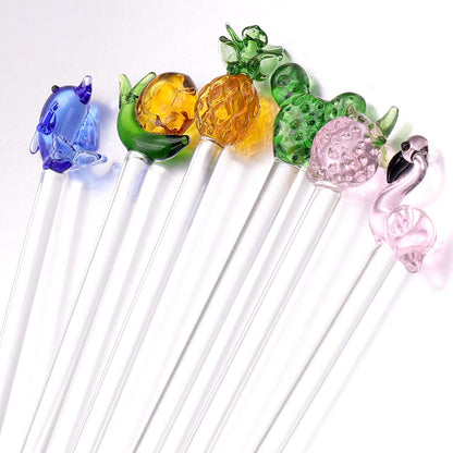 6 Pcs Glass Swizzle Stick Coffee Cocktail Juice Milk Drink Swizzle Stick Transparent Glass Stir