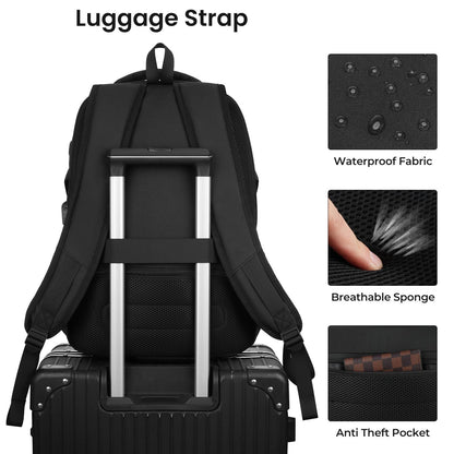 YAMTION Black Backpack for Men and Women, Laptop Backpack, School Backpack for Boys and Girls, Lightweight Bookbag, Work Backpack Fits 15.6 Inch Notebook