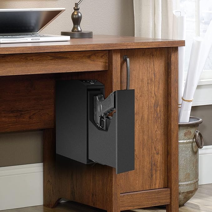 Digital Slider Handgun Gun Safe, Pistol Safe for Nightstand, Desk, Bed Side, Wall, Truck - Auto Sliding Door Hand Gun Safe for Pistol