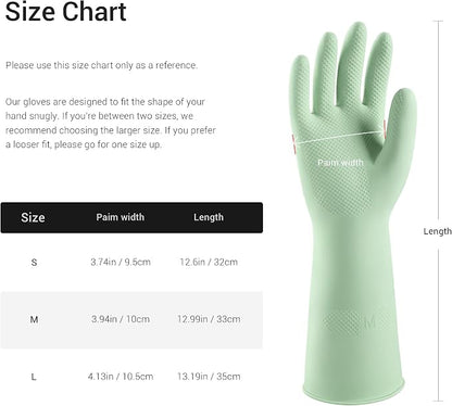 ThxToms 4 Pairs Reusable Dishwashing Cleaning Gloves,10 Mil Thick, 13" | Non-Slip Rubber Kitchen Gloves, Multi-Color, Ideal for Household, Bathroom, Pet Care & Gardening, Medium