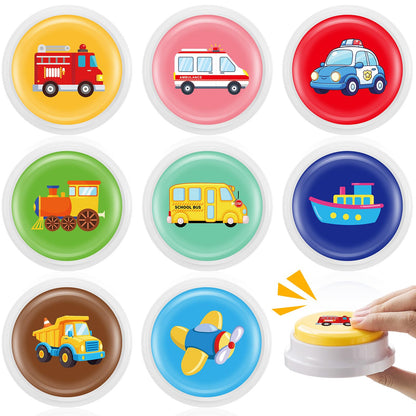 Syhood 8 Pcs Transportation Sounds Buzzer for Trivia Games, Answer Buzzers for Classroom, Feud Jeopardy Buzzer Button with Lights and Sounds for Classroom Party Teacher Game Show