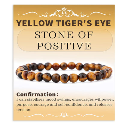 Bymitel 6mm Yellow Tiger's Eye - Handmade Reiki Gemstone Stretch Bracelet, Natural Beauty & Spiritual Essence, Crystal Healing for Unisex Adults