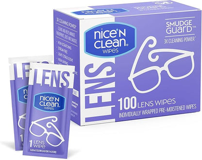 Nice 'n Clean SmudgeGuard Lens Cleaning Wipes | Pre-Moistened Individually