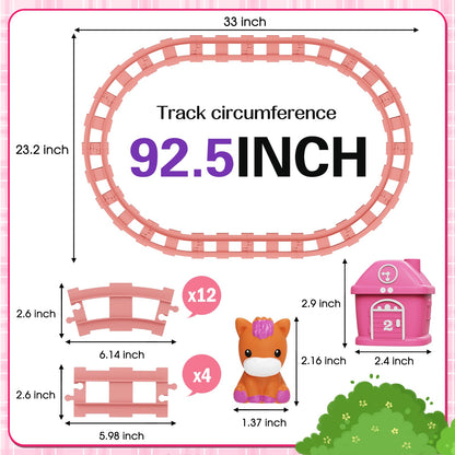 Train Set Toy Toddlers for 1-3 Learning Toy for Ages 1 2 3,Montessori Learning Matching & Sorting Toys,Christmas Birthday Gift Boys Girls (Pink)
