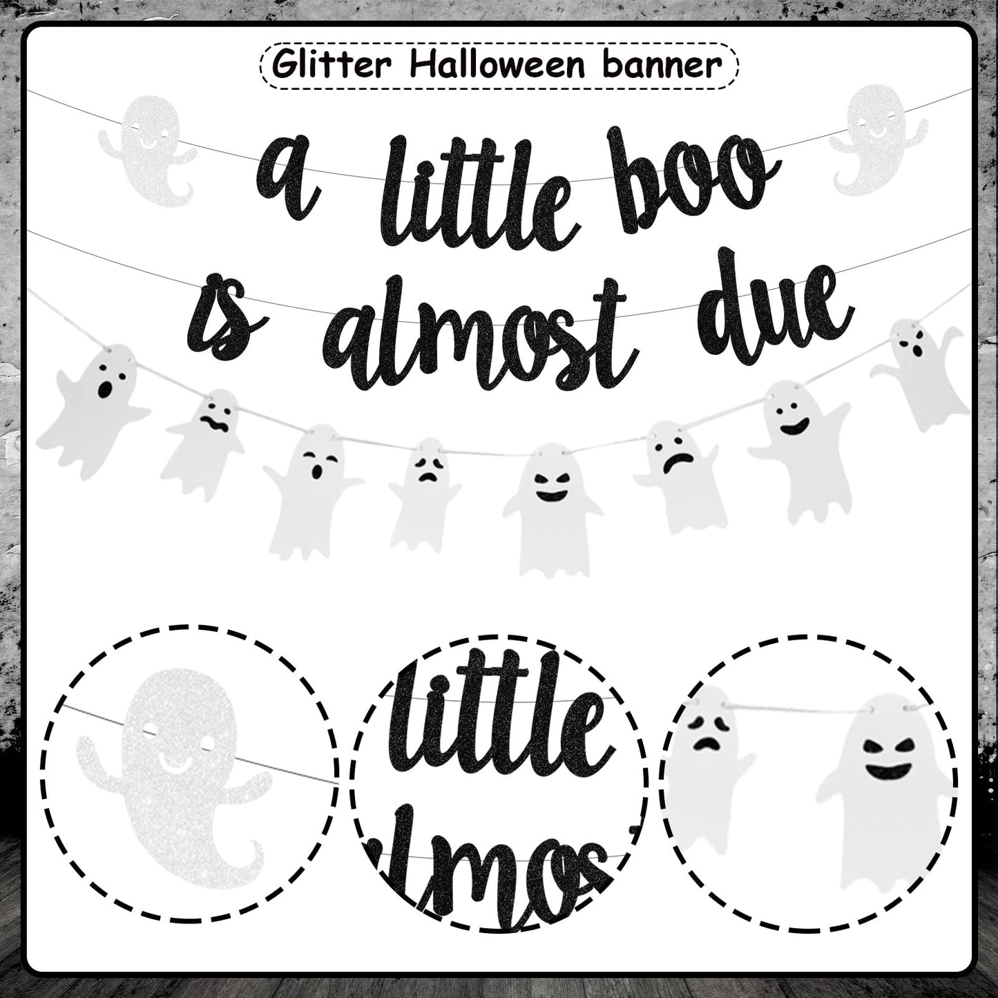 Balterever a Little Boo is Almost Due Baby Shower Decoration Black White Halloween Baby Shower Decor with a Little Boo is Almost Due Banner Garland Cupcake Cake Topper for Halloween Gender Reveal