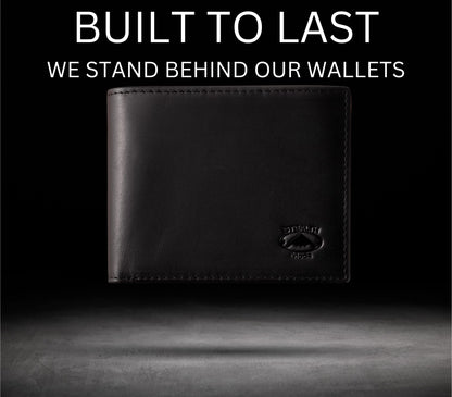 Stealth Mode Leather Bifold Wallet for Men - RFID Blocking, 11 Card Slots, Gift Box
