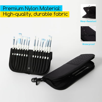 MEEDEN Paint Brush Holder, 15 X 11.2 Inch Zippered Paints Brush Case, Organization and Storage Bag for Artist Paints Brush (Brushes NOT Included)