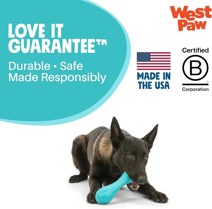 WEST PAW Zogoflex Hurley Dog Bone Chew Toy – Floatable Pet Toys for Aggressive Chewers, Catch, Fetch – Bright-Colored Bones for Dogs – Recyclable, Dishwasher-Safe, Non-Toxic, X-Small, Geranium