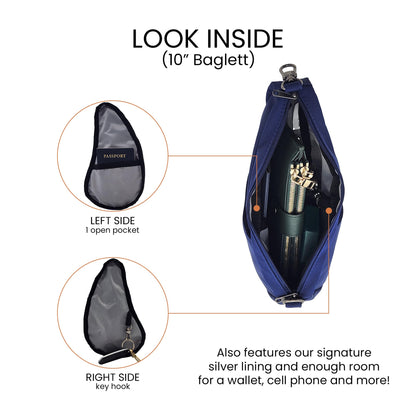 AmeriBag 10" Healthy Back Bag Nylon Ergonomic Crossbody Sling Baglett for Everyday Use, Travel & Walking Comfort (Amethyst)