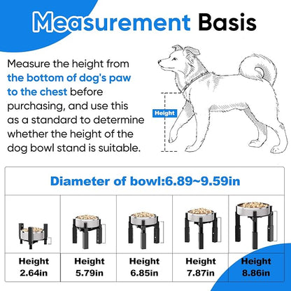 Aystkniet Dog Bowl Stand with Adjustable Height & Width, Anti-Slip Elevated Food Water Bowl Holder for Large Medium Small Dogs, Durable Raised Dog Feeder for Lifted Feeding, 2 Pack (Without Bowls)