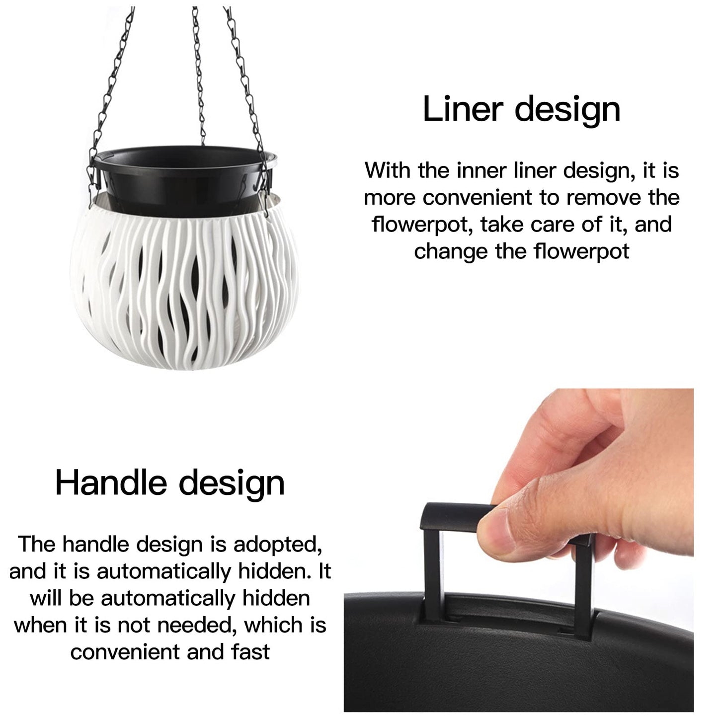 POTRUWE Imitation Rattan Plant Hangers with Base | Indoor Decorative Hanging Plant Holder Hanging Plant Basket for Wall/Window/Room Decor (Plant Not Included) (Gray)
