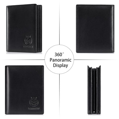 LUKZIJAES Genuine Leather Bifold Wallet for Men Rfid Blocking Large Capacity Vertical Wallets Mens with ID Window 15 Card Slots 2 Cash Pockets (Black)