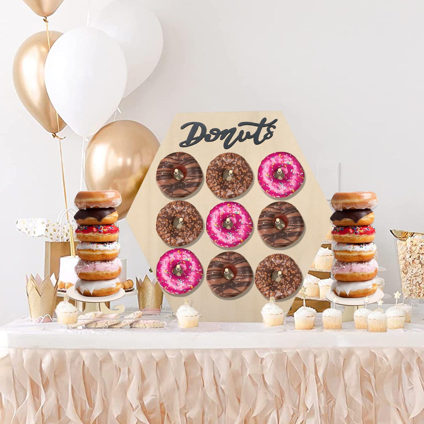 DSAZNIS 6 Pack Donut Stand Set Donut Wall Display Stand for Party Wooden Doughnut Board Holder for Dessert Table Baby Shower Wedding Birthday