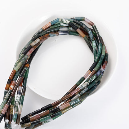 Natural Indian Agate Cylinder Tube Beads 4x13mm 38cm/str Loose Semi Gemstone Stone Beads for Making Bracelets Necklace Earrings