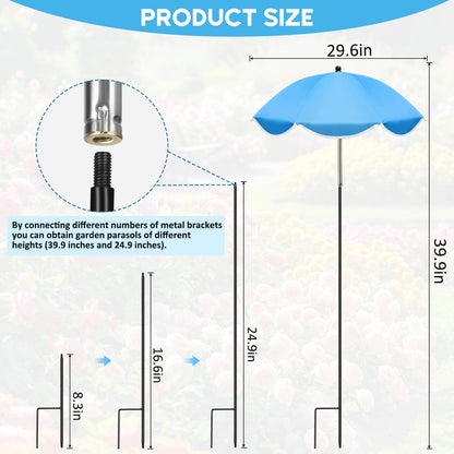 QRRICA 10/9/8/7.5/7 Inch Self Watering Pots and 4 Pack 23.6 Inch Plant Umbrellas for Outdoor Plants