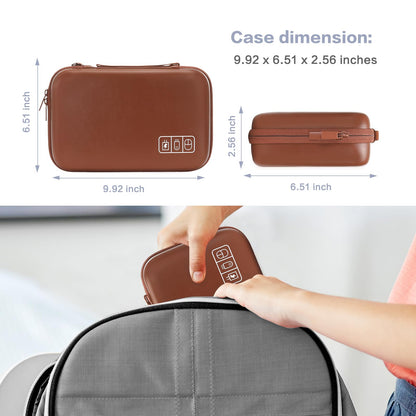 MOSISO Electronic Organizer Travel Case Compatible with MacBook Power Adapter, Compatible with Magic Mouse & Pencil, SD Card, USB Flash Disk with 4 Modular Insert & 2 Cable Tie & Snap Hook, Brown