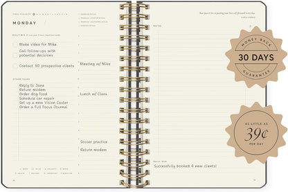 Full Focus Leather Coil Planner by Michael Hyatt - The #1 Daily Planner to Set Annual Goals, Increase Focus, Eliminate Overwhelm, and Achieve Your Biggest Goals - Hardcover (Navy Blue)