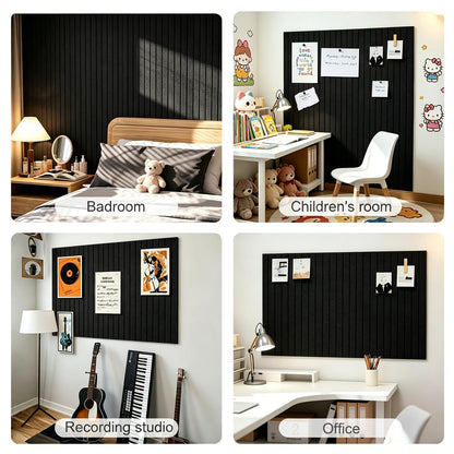 G Gamit 0.47" Thick Felt Pin Board 36"x24" Large Cork Board Alternative 6 Pack 11.81"x11.81"Felt Bulletin Board Wall Tiles Notice Board with 30 Pushpins for Home Office School(Fine-Black)