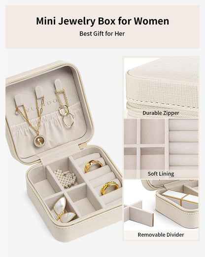 VLANDO Travel Jewelry Box, Small Jewelry Travel Organizer Case for Girls Women - white*6 pack