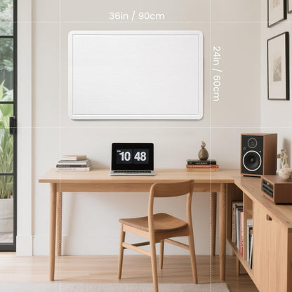 Lightomorrow Bulletin Board, 36 x 24 inches Felt Board - Decorative Pin Board, Cork Board Alternative for Wall, 3' x 2' Foldable Self-Adhesive Vision Board Prayer Board with 20 Pushpins - White