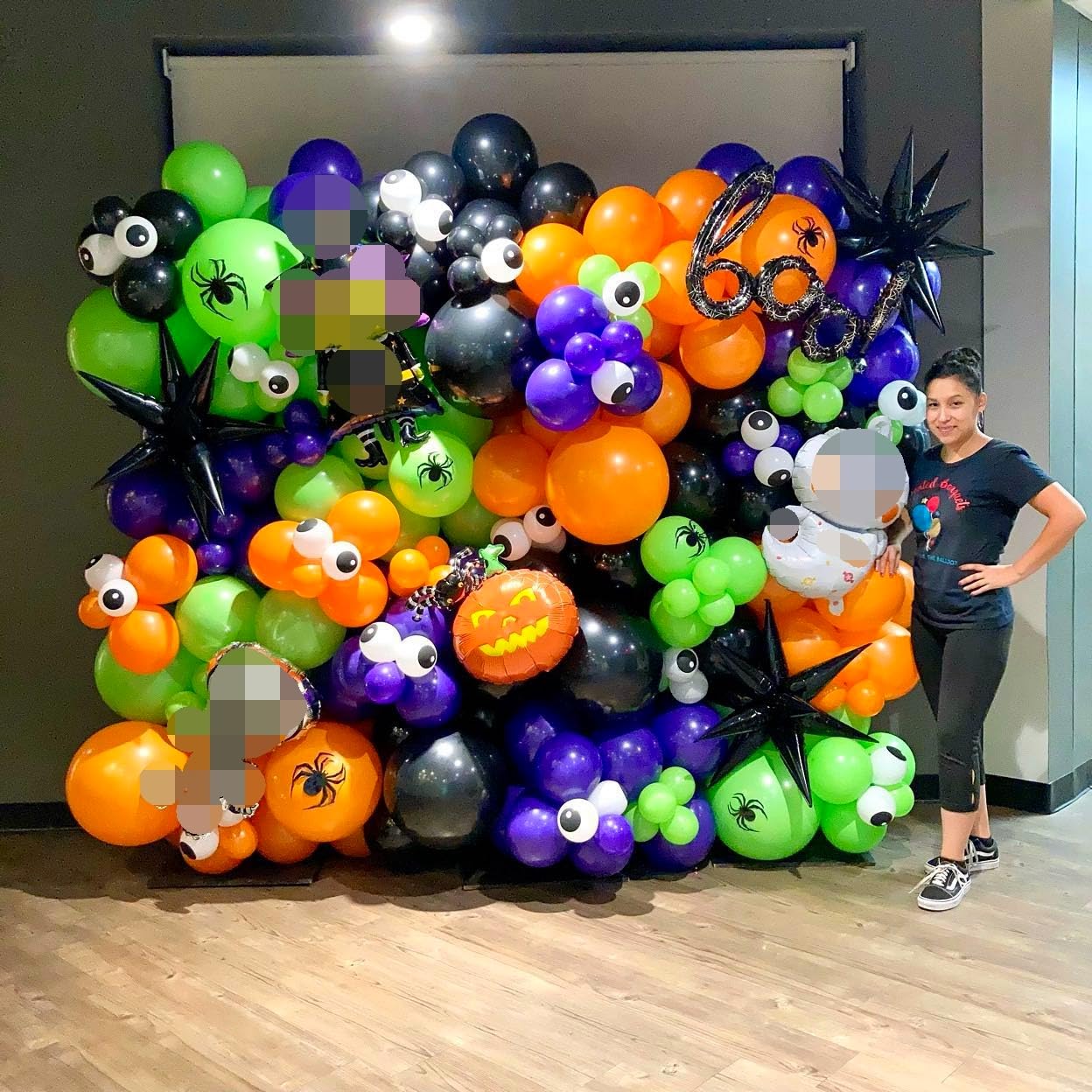 Halloween Balloon Arch Garland Kit, Purple and Black Balloons with 3D Bat Stickers, Big DIY Spider Balloon, Ghost Skull Foil Balloons Green Orange Balloon for Halloween Party Decorations Supplies