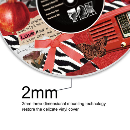 DOODLREAM 4PCS Y2K Aesthetic Vinyl Record Wall Decor 12" Hippy Red Retro Wall Art Posters for Room Aesthetic, Collage Art Retro Record Decor for Music Party Studio Living Room DIY Craft Project