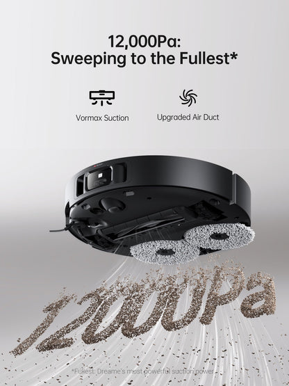 DREAME X40 Ultra Robotic Vacuum with Removable & Liftable Mop, 12,000Pa Suction, Side Brush Extensive Cleaning, 158°F Mop & Washboard Self Cleaning, Auto-Empty, Auto Refill, liftable Brushes
