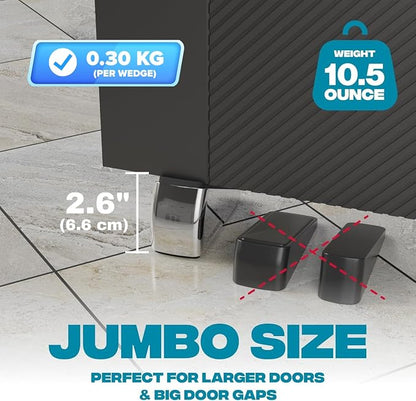 Strongest Home 1-Pack XL Heavy Duty Door Stoppers for Bottom of Door - Durable Door Stop Wedge with Superior Grip, X-Large Rubber Door Stopper Wedge for Large Gaps & Any Surface, 5-Inch Long - Chrome