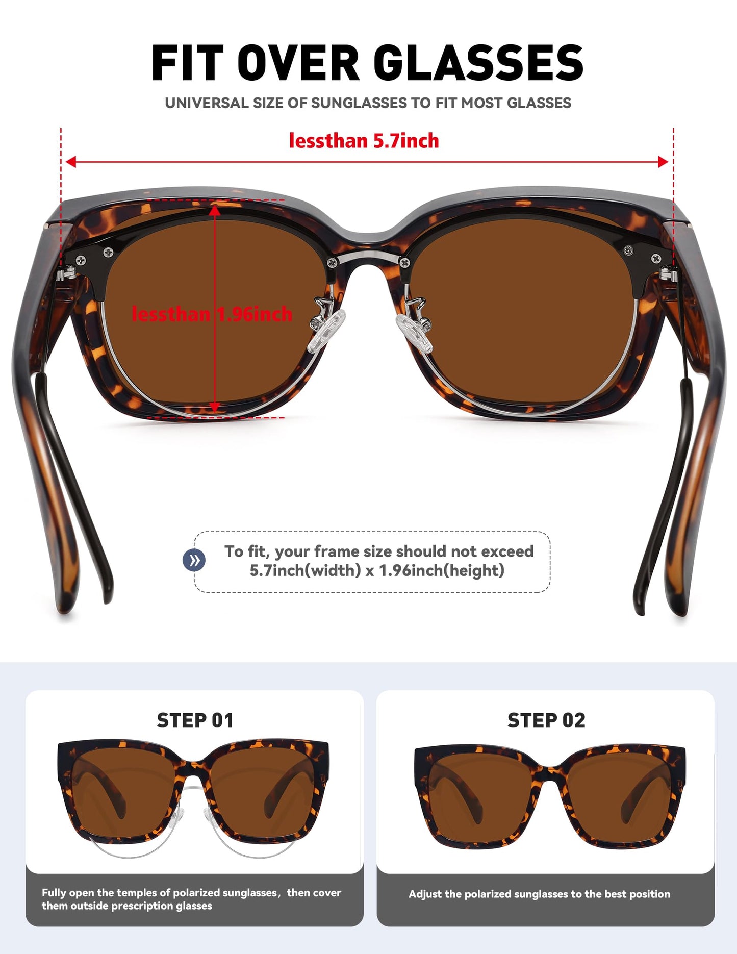 MEETSUN Fit Over Glasses Sunglasses for Women Men Large Trendy Polarized Sunglasses for Driving UV Protection Brown Tortoise