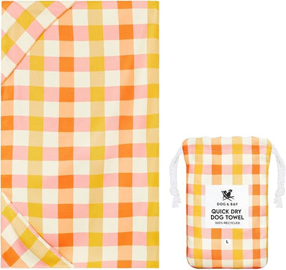 Dock & Bay Pet Towel - Super Absorbent & Quick Drying Dog Towels with Bag - 100% Recycled - Rhubark & Custard, Large (120x70cm, 47x27)