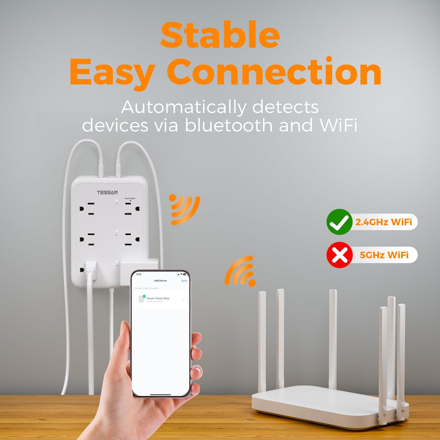 TESSAN Smart Power Strip with 6 Outlet 3 USB, WiFi Wall Smart Outlet Plug with 3 Remote Controll Outlets, Compatible with Alexa Google Assistant for Home Office, Only 2.4 GHz Wi-Fi