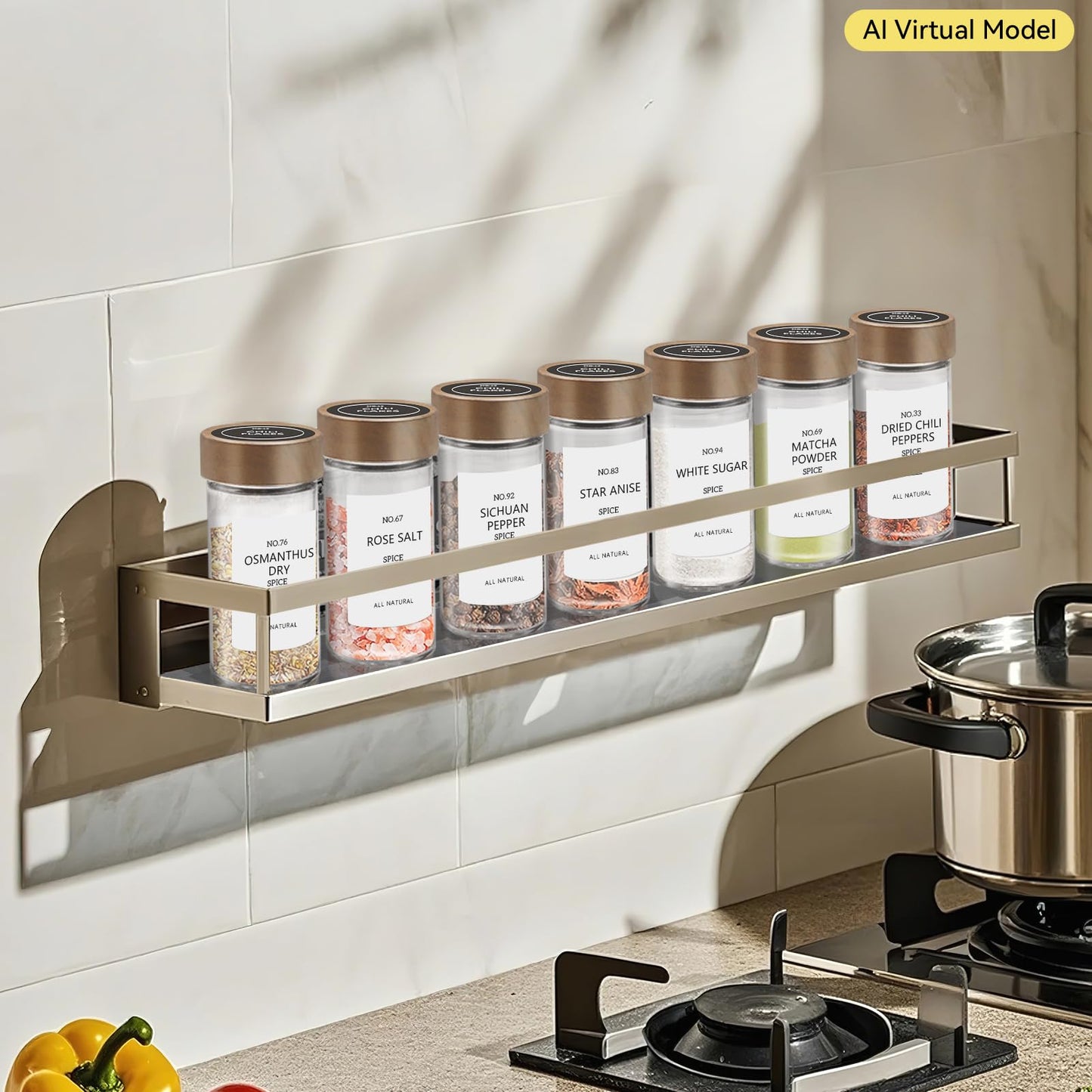 VIBRATITE 30 Pack Spice Jars with Acacia Lids, 4 oz Round Glass Jars Spice Containers Set with Labels, Pen, Funnel, Seasoning Storage Bottles with Shaker Lids for Rack, Cabinet, Drawer