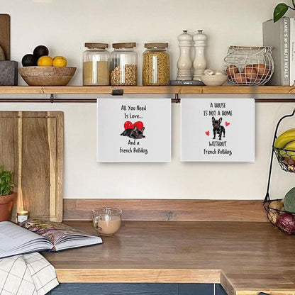 XIVENHAVM French Bulldog Kitchen Towels Set - French Bulldog Gifts for Women Decorative Waffle Dish Towels, Funny Frenchie Gift Hand Towels, Hostess Gifts Tea Towel, 16x24 Inch Set of 2