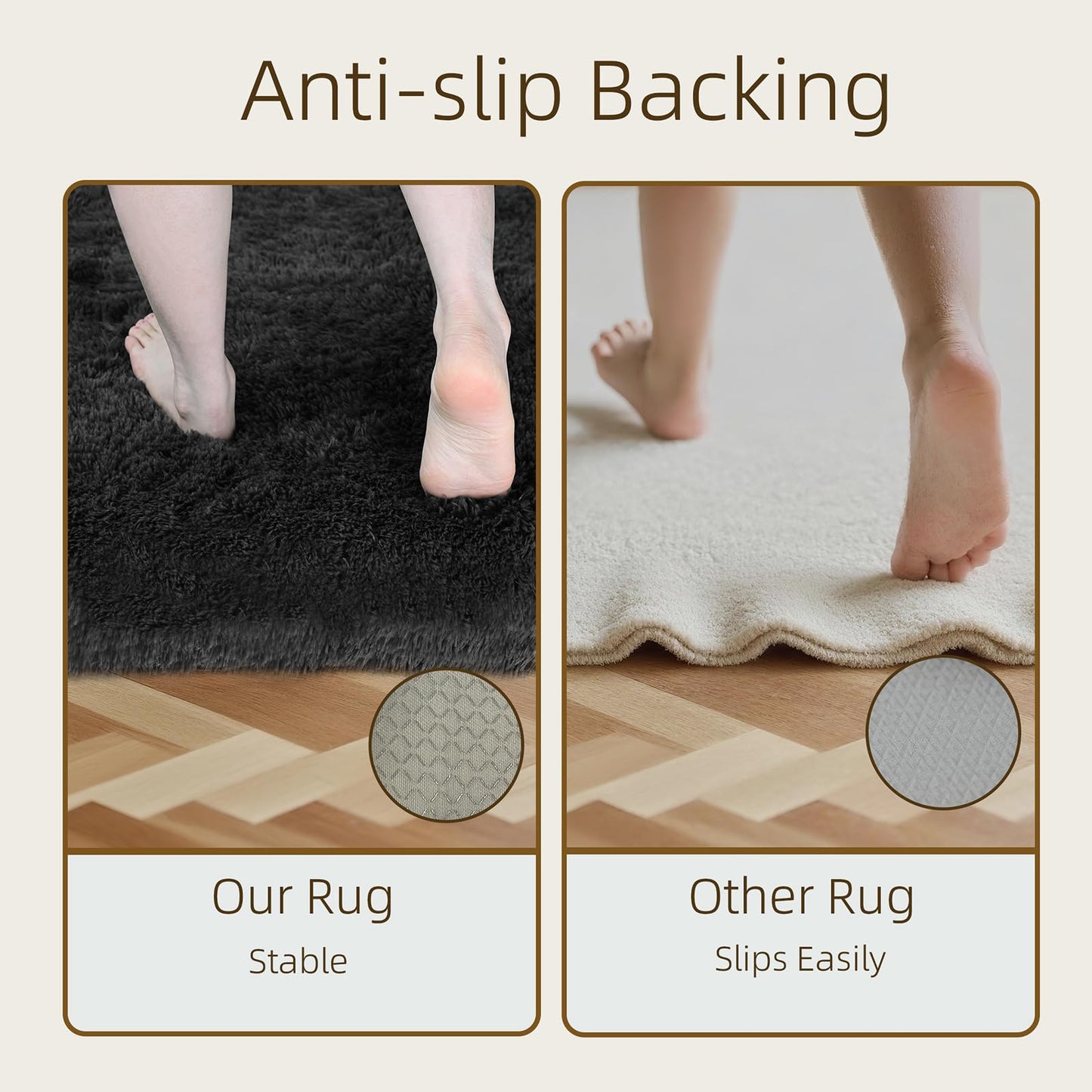 SWGRT 2x6 Solid Fluffy Black Area Rug – Washable, Durable, Small Bedroom Runner Rug, Non-Slip Shag Rugs for Hallway, Living Room, Bedroom, Bedside, Dorms, Kids Room, Nursery Rooms, Soft Indoor Carpet