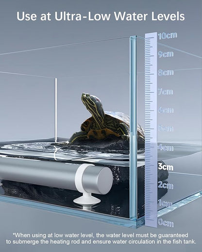 URUQ Small Aquarium Fish Tank Heater: 50W Submersible Aquarium Heater Adjustable Temperature Ultra-Low Water Level for Betta Fish Starter Kit - 5-10 Gallon Mini Aquarium