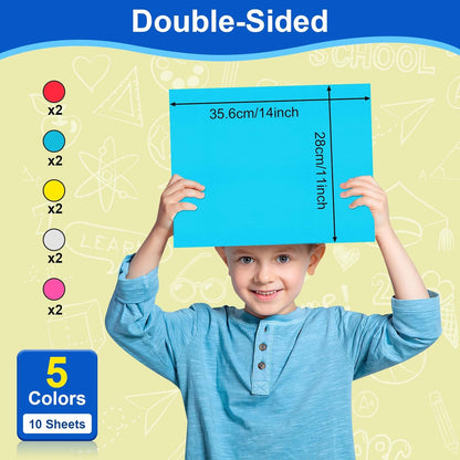 10 Pcs 11" x 14" Colored Poster Board Paper ROOKEA Colorful Poster Board Bulk 230 Gsm Thick Blank Smart Vision Boards for School Arts Craft Projects Drawing Scrapbooking Graphic