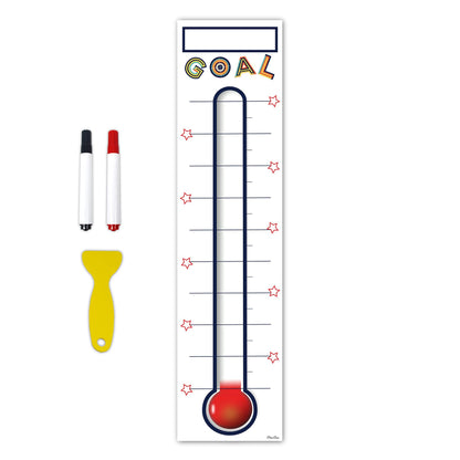 Goal Thermometer Chart Goal Tracker - 48"x12" Adhesive Dry Erase Fundraising Thermometer Sticker