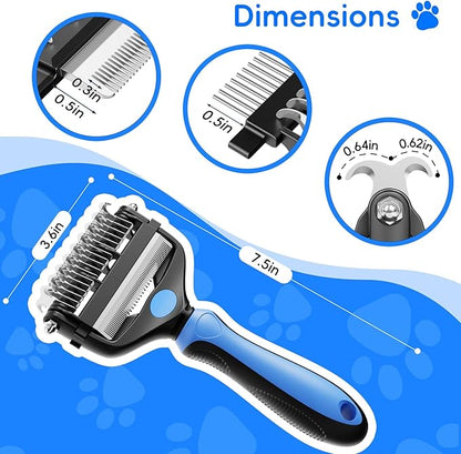 3-in-1 Professional Pet Grooming Brush for Dogs & Cats – Dematting Comb, Undercoat Rake & Deshedding Tool for Long & Short Hair, Heavy Shedding & Matted Fur